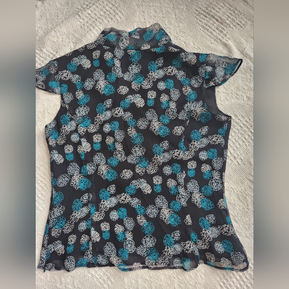 Alfani Silk, Turquoise & Black Top - Picture 4 of 7